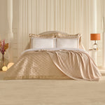 Karaca Home White Collection Bride Carina 80 Thread Count 100% Cotton 8-Piece Wedding Set Gold