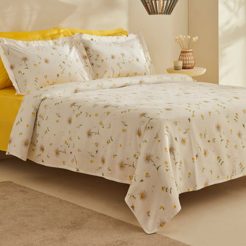 Karaca Home Emma 100% Cotton Double Bed Cover Set Yellow