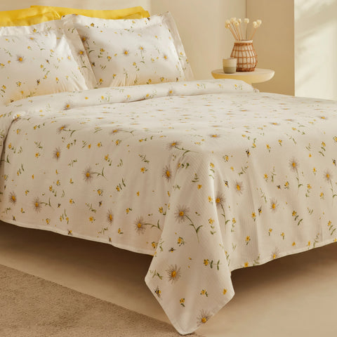 Karaca Home Emma 100% Cotton Double Bed Cover Set Yellow