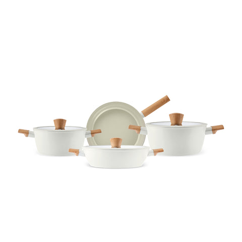 Karaca Swiss Crystal Almond Cream Induction-Based 7-Piece Cookware Set