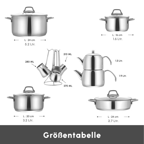 Karaca Belgrad Kochgeschirrset aus Edelstahll 15-teiligesaus