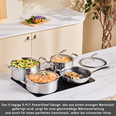 Karaca 5Ply PowerSteel 316+ Cookware Set, 7 Piece 