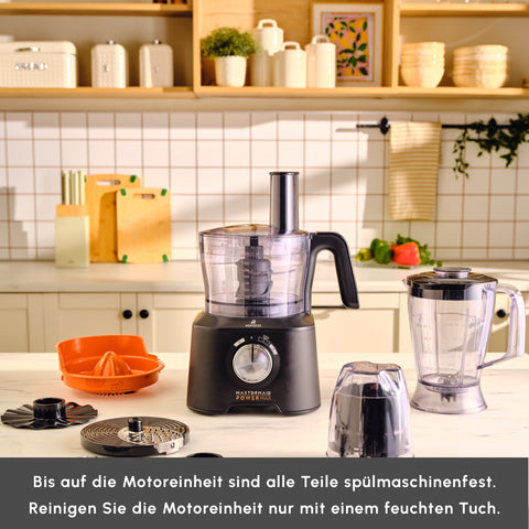 Karaca Mastermaid Power Max 11 in 1 Küchenroboter, Schwarz-Silber Matt, 2500 W