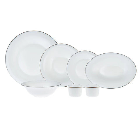 Karaca Fine Pearl Elizabeth 28 Teiliges für 6 Personen Platinium Pearl Tafelservice Set