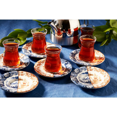 Karaca Blue Coffee Teegläser- Set, 12-teilig