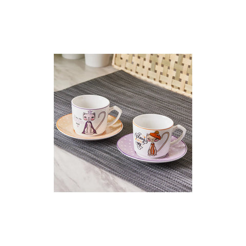 Karaca Fancy Katze Kaffeetasse Set für 2 Personen