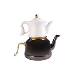 Karaca Retro Emaye Porcelain Kettle and Teapot Set Black