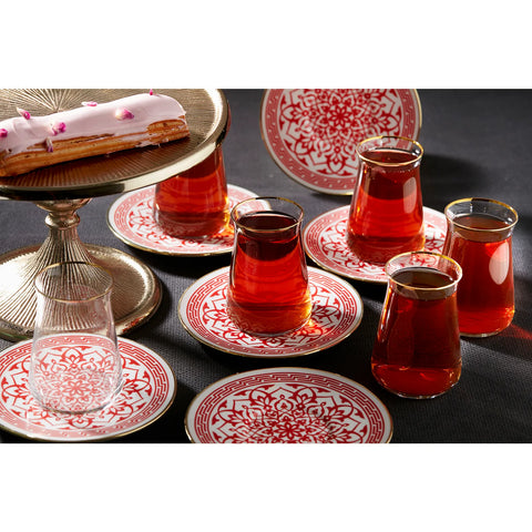 Karaca Ocha Teegläser- Set, 12-teilig, Rot 