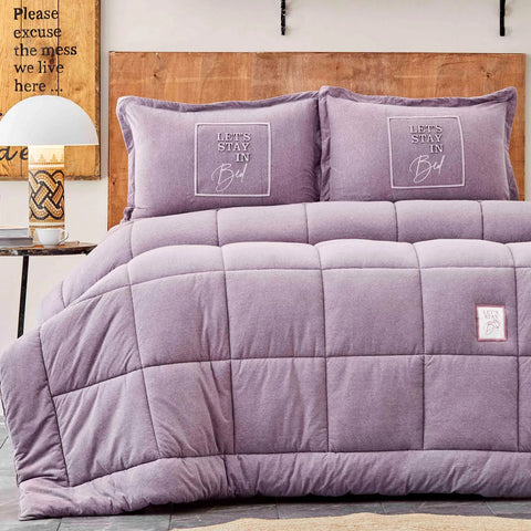 Karaca Home Softy Lilac Doppel-Baumwoll-Komfortset