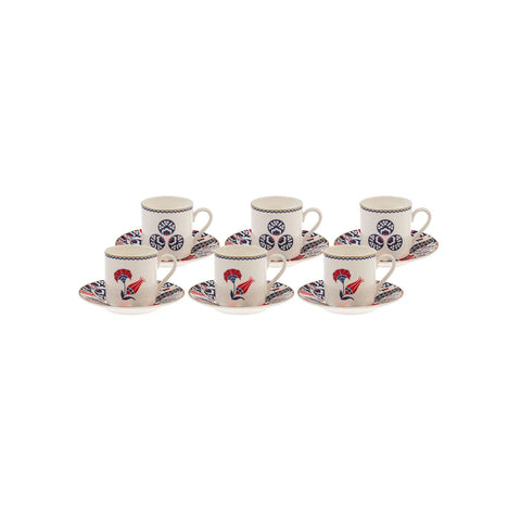 Karaca Hasbahce 12 teiliges Kaffeetassen-Set für 6 Personen 80 ml