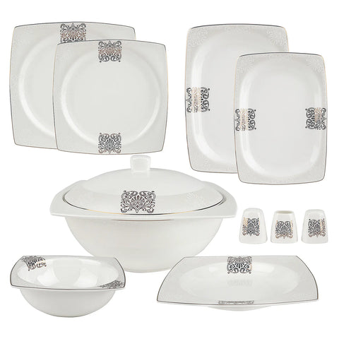 Karaca Fine Bone New Lotus 60 Pieces Dinnerware Set Square