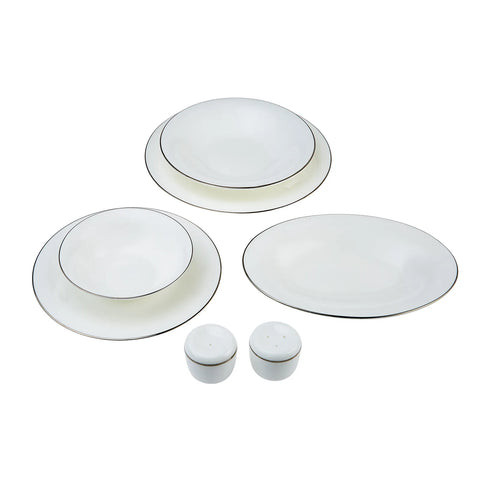 Karaca Fine Pearl Elizabeth 28 Teiliges für 6 Personen Platinium Pearl Tafelservice Set