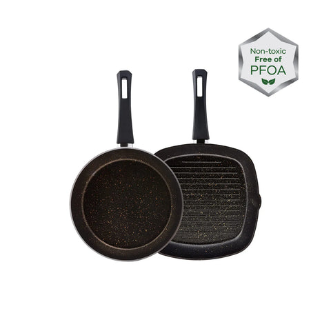 Karaca Biogranit Blackgold Bratpfanne Und Grillpfanne Set