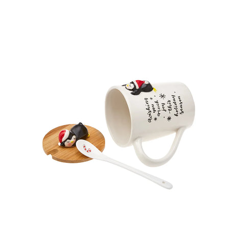 Karaca New Year Pinguin Mug mit Löffel Np22