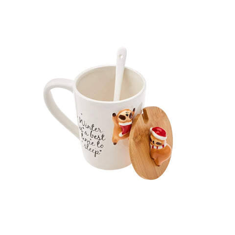 Karaca New Year Raccoon With Spoon Mug Np22