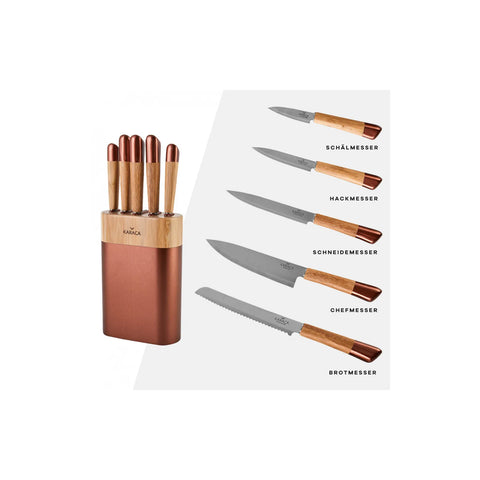 Karaca Maple Rosegold Messer-Set, 6- teilig , Rosegold