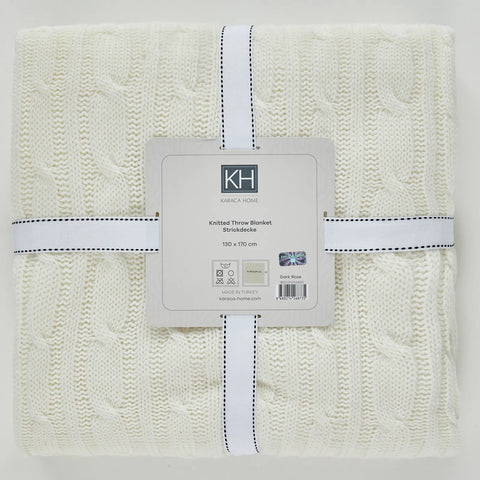 Karaca Home Bone Farbe Cable Knit Throw Öko-Tex Zertifiziert