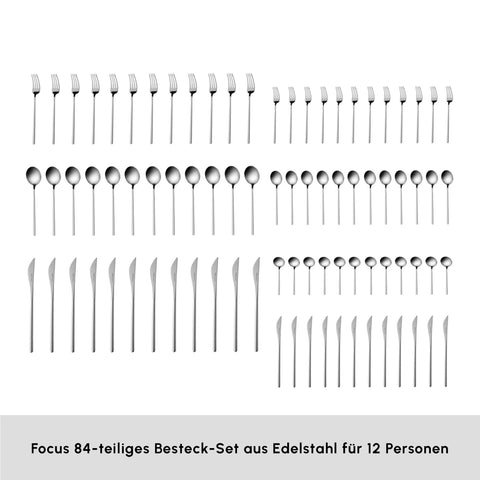 Karaca Focus Elegance 84-Piece Cutlery Set for 12 with Special Box