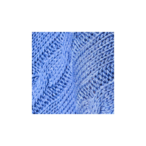 Karaca Home gestrickte Bommel Decke blau