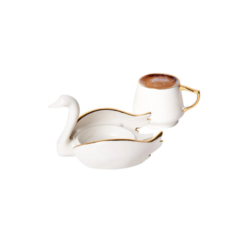 Karaca Swan Set mit 2 Kaffeetassen