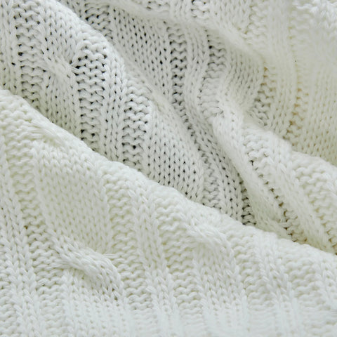 Karaca Home Bone Farbe Cable Knit Throw Öko-Tex Zertifiziert