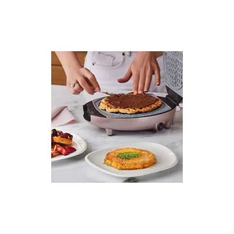 Karaca Funday Rosegold 3 in 1 Waffel-, Crêpe- (Pfannkuchen) und Künefe (Kunafa) Eisen 1000W