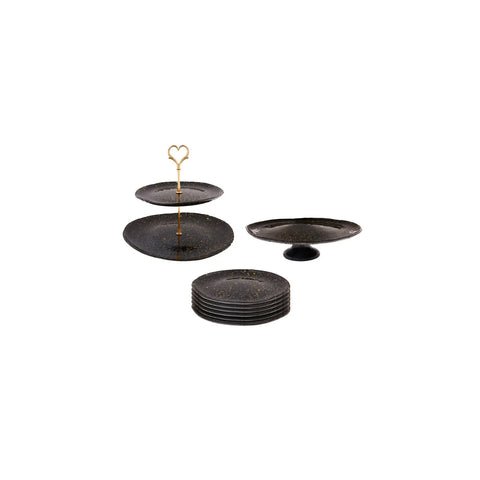 Karaca Lovizna Black 8 Piece Dessert Box/Cake Set 