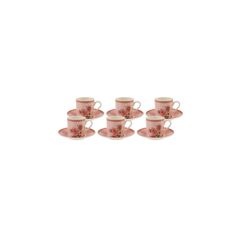 Karaca Diyara Rosa 12 teiliges Kaffeetassen-Set für 6 Personen