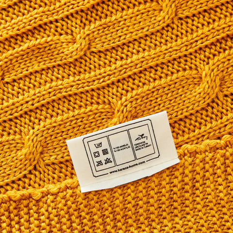 Karaca Home Ochre Cable Knit Throw Öko-Tex Zertifiziert