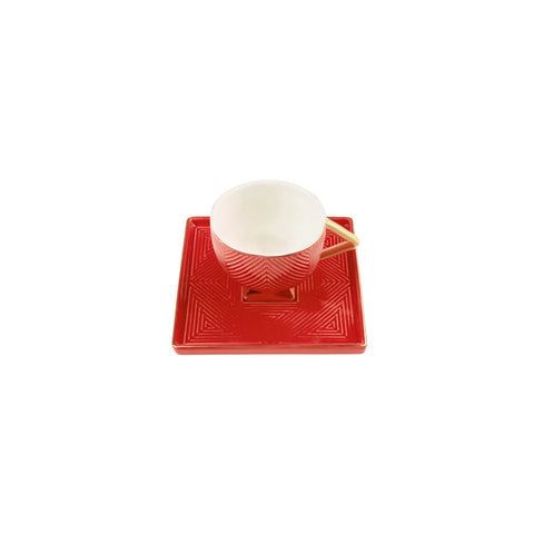 Karaca Art Deco Red Rotes 2 Personen Kaffeetassen Set