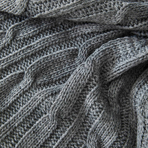 Karaca Home Grey Cable Knit Throw Öko-Tex Zertifiziert