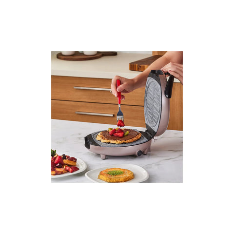 Karaca Funday Rosegold 3 in 1 Waffel-, Crêpe- (Pfannkuchen) und Künefe (Kunafa) Eisen 1000W