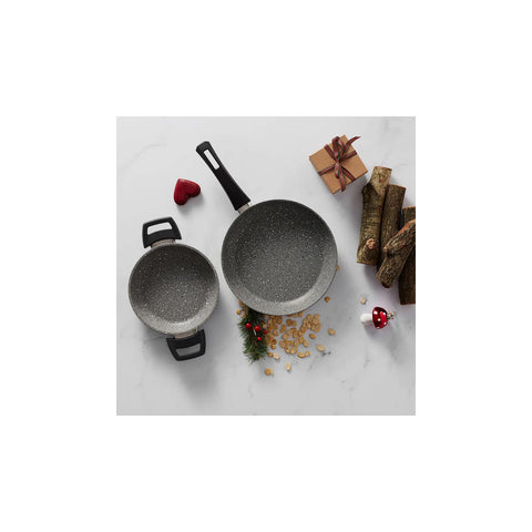 Karaca Gris Bio Granit Pfanne und flache Bratpfanne Set