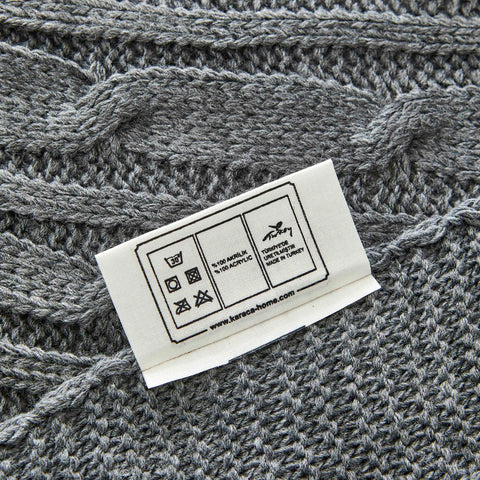 Karaca Home Grey Cable Knit Throw Öko-Tex Zertifiziert