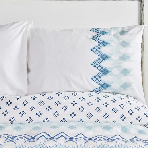 Sarah Anderson Etnico Mavi Çift Kişilik Nevresim Yastık Set Blue Two-Person Duvet Cover and Pillow Set