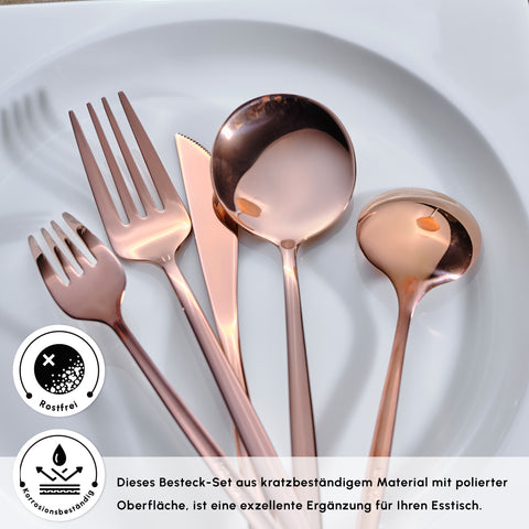 Karaca Orion Rosegold 60-Piece Cutlery Set for 12 Servings