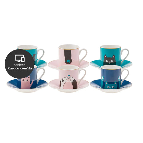 Karaca Paws 12 Piece Coffee Cup Set for 6 People