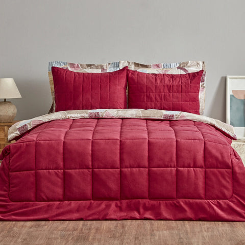 Karaca Home Lydia Doppelbett Stripe Comfort Set Bordeaux