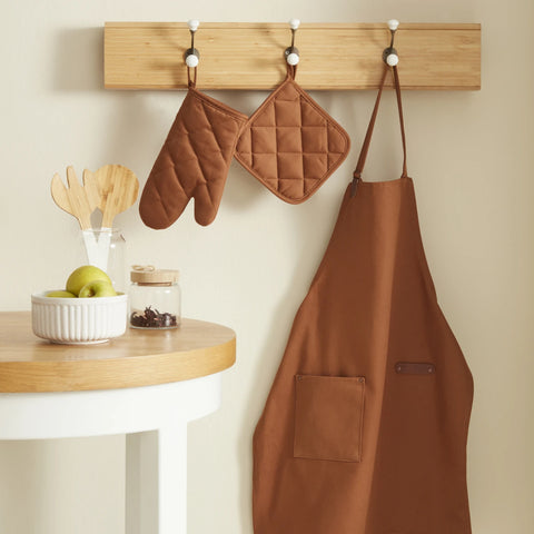 Karaca Home Lisa Gabardin Kitchen Apron - Terracotta