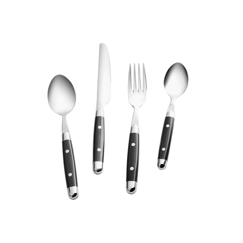 Karaca Alina 24-Piece 6-Person Fork, Knife, Spoon Set Black