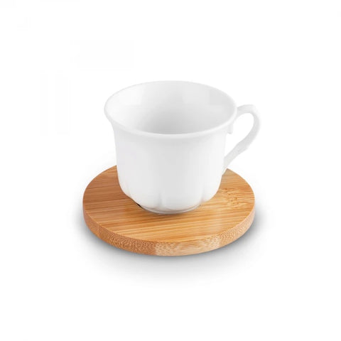 Karaca Bamboo Tray 6-Person Coffee Cup Set, 90 ml
 