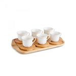 Karaca Bamboo Tray 6-Person Coffee Cup Set, 90 ml
 