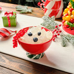 Karaca New Year Christmas Candy Stripe Bowl, 15cm, Red  