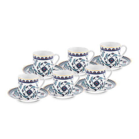 Karaca Rumi Coffee Cup Set for 6 People, 80 ml