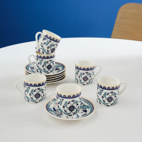 Karaca Rumi Coffee Cup Set for 6 People, 80 ml