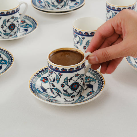 Karaca Rumi Coffee Cup Set for 6 People, 80 ml