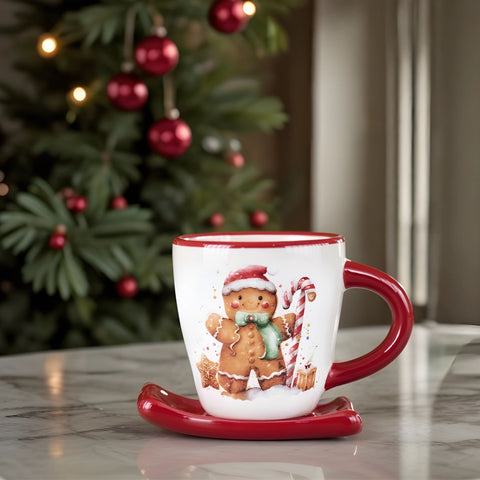 Karaca New Year 25 Cute Gingerbread Man Coffee Cup