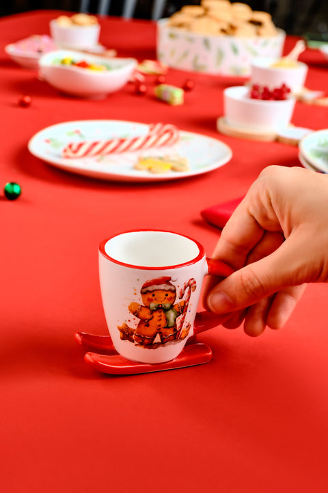 Karaca New Year 25 Cute Gingerbread Man Coffee Cup