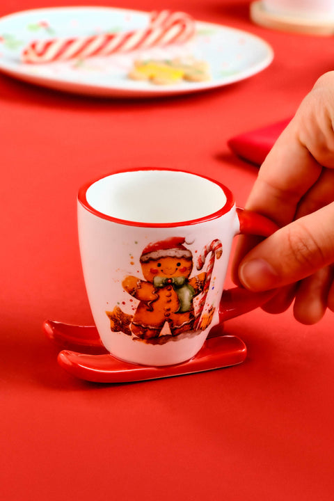 Karaca New Year 25 Cute Gingerbread Man Coffee Cup