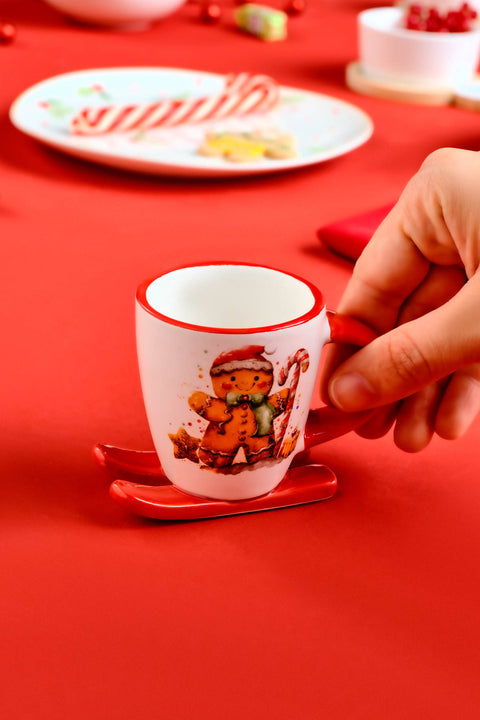 Karaca New Year 25 Cute Gingerbread Man Coffee Cup